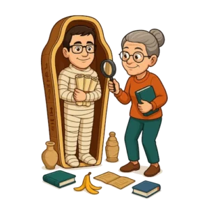 Une autrice explore différents lieux pour trouver un bêta-lecteur fiable. Elle tombe sur le bêta-lecteur du Manuscrit Orphelin qui est dans un sarcophage