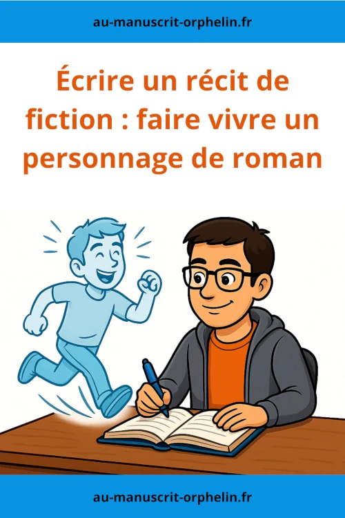 Le bêta-lecteur du Manuscrit est en train d'écrire un roman de fiction. Sous sa plume, il parvient à faire vivre un personnage souriant en train de courir.